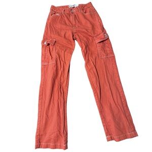 S.O.N.G Red/Orange High Rise Straight Leg Cargo Jeans – Size 7/28